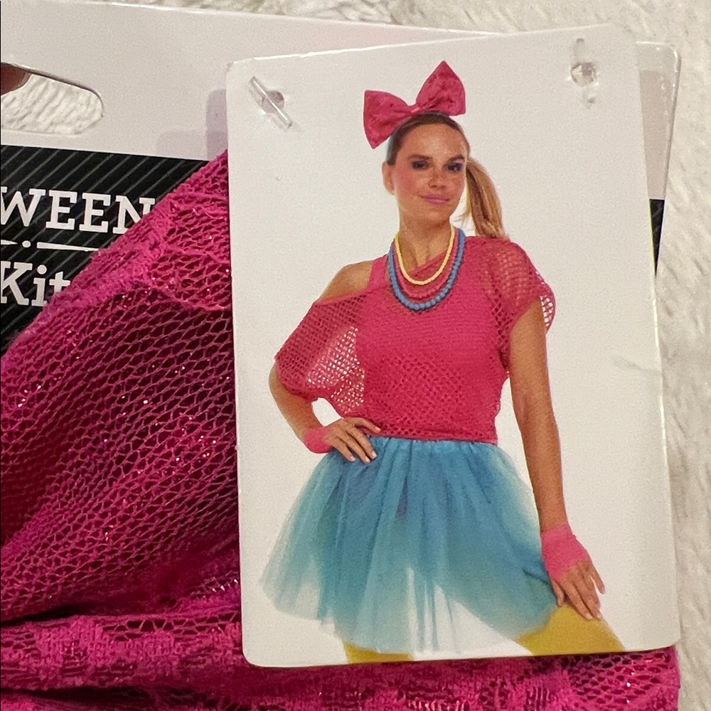 Totally 80's kit Halloween Costume 6 pc headband, necklaces gloves